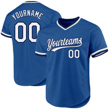 Load image into Gallery viewer, Custom Blue White-Navy Authentic Throwback Baseball Jersey
