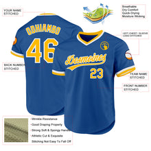 Load image into Gallery viewer, Custom Blue Gold-White Authentic Throwback Baseball Jersey
