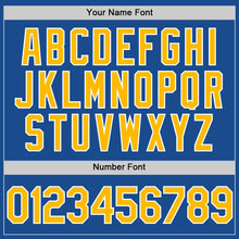 Load image into Gallery viewer, Custom Blue Gold-White Authentic Throwback Baseball Jersey
