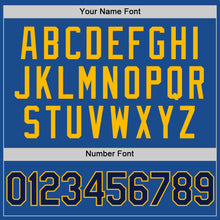 Load image into Gallery viewer, Custom Blue Navy-Gold Authentic Throwback Baseball Jersey
