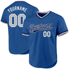 Load image into Gallery viewer, Custom Blue Gray Navy-White Authentic Throwback Baseball Jersey
