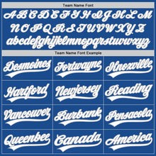 Load image into Gallery viewer, Custom Blue White-Gray Authentic Throwback Baseball Jersey

