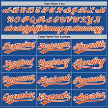 Load image into Gallery viewer, Custom Blue Orange-White Authentic Throwback Baseball Jersey
