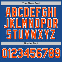 Load image into Gallery viewer, Custom Blue Orange-White Authentic Throwback Baseball Jersey
