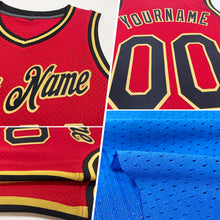 Load image into Gallery viewer, Custom Blue Gold-White Authentic Throwback Basketball Jersey

