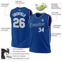 Load image into Gallery viewer, Custom Blue Gray-Navy Authentic Throwback Basketball Jersey
