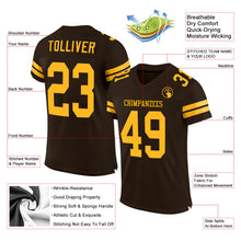 Load image into Gallery viewer, Custom Brown Gold Mesh Authentic Football Jersey
