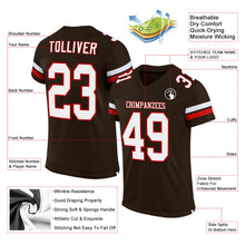 Load image into Gallery viewer, Custom Brown White-Red Mesh Authentic Football Jersey
