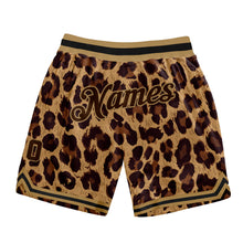Load image into Gallery viewer, Custom Brown Brown-Old Gold 3D Pattern Design Leopard Authentic Basketball Shorts
