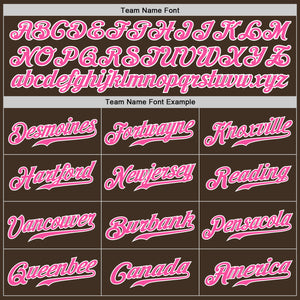 Custom Brown Pink-White Authentic Baseball Jersey