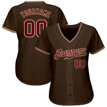 Custom Brown Crimson-City Cream Authentic Baseball Jersey