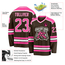 Load image into Gallery viewer, Custom Brown Pink-White Hockey Jersey
