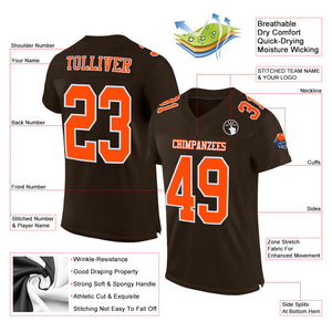 Custom Brown Orange-White Mesh Authentic Football Jersey