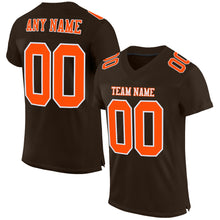 Load image into Gallery viewer, Custom Brown Orange-White Mesh Authentic Football Jersey
