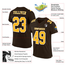 Load image into Gallery viewer, Custom Brown Gold-White Mesh Authentic Football Jersey
