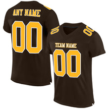 Load image into Gallery viewer, Custom Brown Gold-White Mesh Authentic Football Jersey
