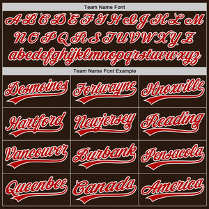 Custom Brown Red-White Authentic Baseball Jersey
