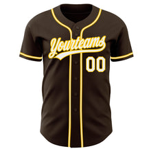 Load image into Gallery viewer, Custom Brown White-Gold Authentic Baseball Jersey
