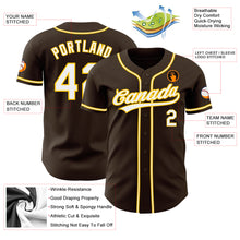 Load image into Gallery viewer, Custom Brown White-Gold Authentic Baseball Jersey
