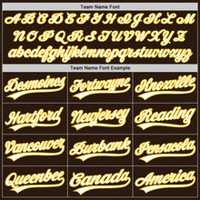 Load image into Gallery viewer, Custom Brown White-Gold Authentic Baseball Jersey

