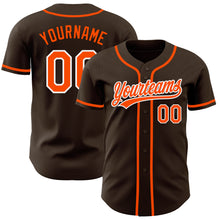 Load image into Gallery viewer, Custom Brown Orange-White Authentic Baseball Jersey
