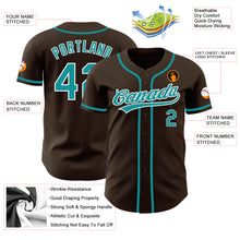 Load image into Gallery viewer, Custom Brown Teal-White Authentic Baseball Jersey
