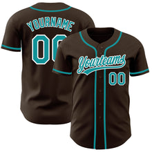 Load image into Gallery viewer, Custom Brown Teal-White Authentic Baseball Jersey
