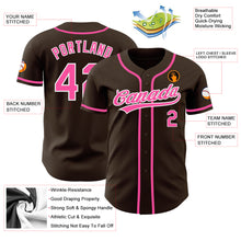 Load image into Gallery viewer, Custom Brown Pink-White Authentic Baseball Jersey
