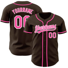 Load image into Gallery viewer, Custom Brown Pink-White Authentic Baseball Jersey
