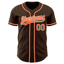 Load image into Gallery viewer, Custom Brown Orange Pinstripe Orange-White Authentic Baseball Jersey
