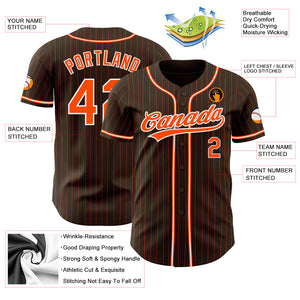 Custom Brown Orange Pinstripe Orange-White Authentic Baseball Jersey