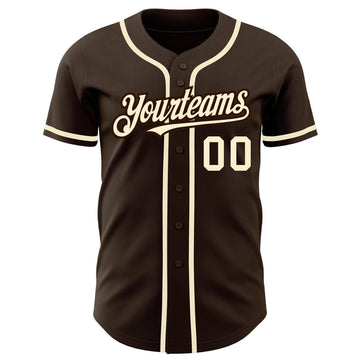 Custom Brown Cream Authentic Baseball Jersey