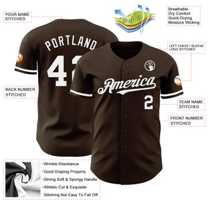 Custom Brown White Authentic Baseball Jersey