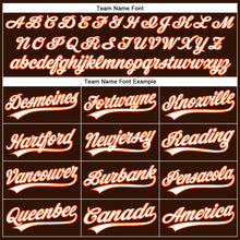 Load image into Gallery viewer, Custom Brown White Pinstripe Orange Authentic Baseball Jersey
