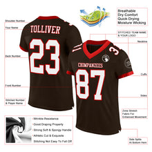 Load image into Gallery viewer, Custom Brown White-Red Mesh Authentic Football Jersey
