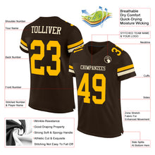 Load image into Gallery viewer, Custom Brown Gold-Cream Mesh Authentic Football Jersey
