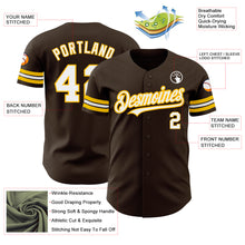 Load image into Gallery viewer, Custom Brown White-Gold Authentic Baseball Jersey
