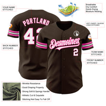 Load image into Gallery viewer, Custom Brown White-Pink Authentic Baseball Jersey
