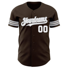 Load image into Gallery viewer, Custom Brown White-Gray Authentic Baseball Jersey
