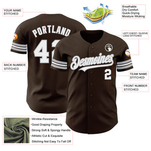 Custom Brown White-Gray Authentic Baseball Jersey