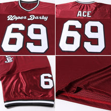 Load image into Gallery viewer, Custom Burgundy White-Black Mesh Authentic Throwback Football Jersey
