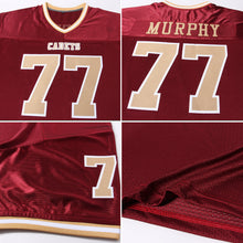 Load image into Gallery viewer, Custom Burgundy Old Gold-White Mesh Authentic Throwback Football Jersey
