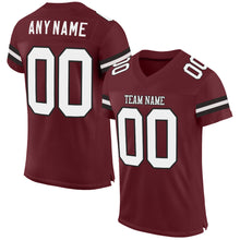 Load image into Gallery viewer, Custom Burgundy White-Black Mesh Authentic Football Jersey
