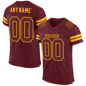 Custom Burgundy Burgundy-Gold Mesh Authentic Football Jersey