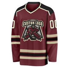 Load image into Gallery viewer, Custom Burgundy Cream-Black Hockey Jersey
