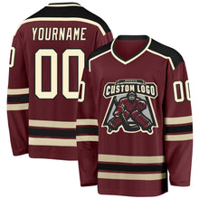 Load image into Gallery viewer, Custom Burgundy Cream-Black Hockey Jersey
