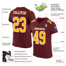 Load image into Gallery viewer, Custom Burgundy Gold-White Mesh Authentic Football Jersey
