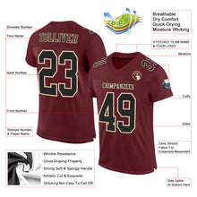 Load image into Gallery viewer, Custom Burgundy Black-Cream Mesh Authentic Football Jersey
