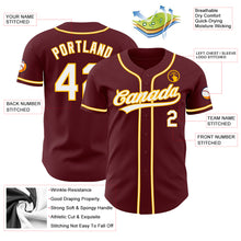 Load image into Gallery viewer, Custom Burgundy White-Gold Authentic Baseball Jersey
