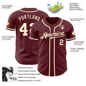 Custom Burgundy Cream Authentic Baseball Jersey